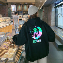 Load image into Gallery viewer, Harajuku Moon Cartoon Print Hoodie Women Loose Casual Reflective Material Long Sleeve Pullover Tops Streetwear Sweatshirt