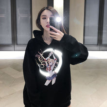 Load image into Gallery viewer, Harajuku Moon Cartoon Print Hoodie Women Loose Casual Reflective Material Long Sleeve Pullover Tops Streetwear Sweatshirt