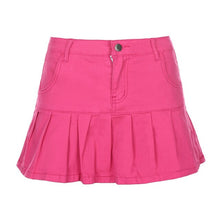 Load image into Gallery viewer, Harajuku Punk Y2K Denim Mini Pleated Skirt Ladies Summer High Waist Jeans Shorts Skirts Women Ruffles Fashion Korean