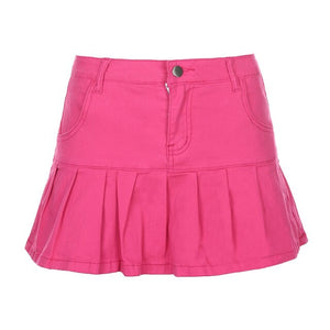 Harajuku Punk Y2K Denim Mini Pleated Skirt Ladies Summer High Waist Jeans Shorts Skirts Women Ruffles Fashion Korean
