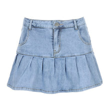 Load image into Gallery viewer, Harajuku Punk Y2K Denim Mini Pleated Skirt Ladies Summer High Waist Jeans Shorts Skirts Women Ruffles Fashion Korean