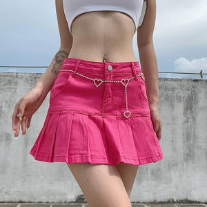 Harajuku Punk Y2K Denim Mini Pleated Skirt Ladies Summer High Waist Jeans Shorts Skirts Women Ruffles Fashion Korean