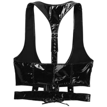 Load image into Gallery viewer, Harness Mens Lingerie Sexy Patent Leather Vest Gothic Steampunk Lace-Up Front Harness Belt Adjustable Buckle Back Tops Clubwear
