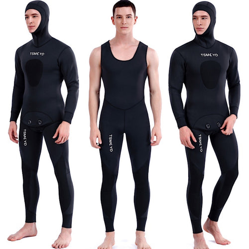 2022 Neoprene Scuba Diving wetsuit 3/5 mm Winter Warm  Men Hood Surfing Front Zipper Snorkeling Spearfishing Hooded Diving Suit
