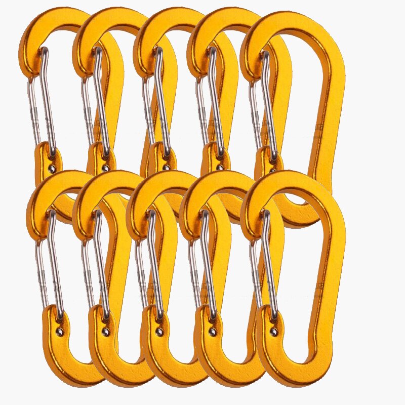 10Pcs/Set Carabiners Aluminum Alloy D Carabiner Spring Snap Clip Hooks Keychain Climbing Carabiner for Keys Camping Tools