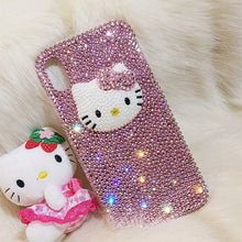 Load image into Gallery viewer, Hello Kitty Suitable for iPhone 11 12 13 Pro Max iPhone Xs Handmade Phone Case 8 plus Pink Rhinestone Cat Head