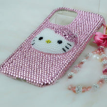 Load image into Gallery viewer, Hello Kitty Suitable for iPhone 11 12 13 Pro Max iPhone Xs Handmade Phone Case 8 plus Pink Rhinestone Cat Head