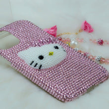 Load image into Gallery viewer, Hello Kitty Suitable for iPhone 11 12 13 Pro Max iPhone Xs Handmade Phone Case 8 plus Pink Rhinestone Cat Head