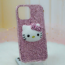 Load image into Gallery viewer, Hello Kitty Suitable for iPhone 11 12 13 Pro Max iPhone Xs Handmade Phone Case 8 plus Pink Rhinestone Cat Head