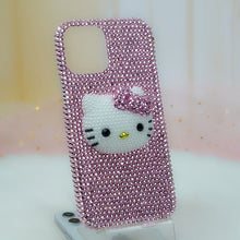 Load image into Gallery viewer, Hello Kitty Suitable for iPhone 11 12 13 Pro Max iPhone Xs Handmade Phone Case 8 plus Pink Rhinestone Cat Head