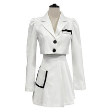 Load image into Gallery viewer, Hepburn Style Autumn Suit Women Short Jacket + Pleated High Waist A-Line Skirt Female 2-Piece Sets