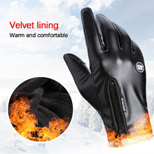 Load image into Gallery viewer, Winter Men Women Cycling Gloves Full Finger Leather Gloves Waterproof Windproof Antiskid Touch Screen Ski Outdoor Sports Gloves