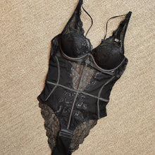 Load image into Gallery viewer, High Cut Sexy Body Women Lingerie Thin-Padded Bodysuit Strappy Cup Underwire Bra and Brief Set Hollow Out Back Underwear