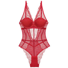Load image into Gallery viewer, High Cut Sexy Body Women Lingerie Thin-Padded Bodysuit Strappy Cup Underwire Bra and Brief Set Hollow Out Back Underwear