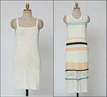 Load image into Gallery viewer, High Quality 2021 Summer Fashion Hollow Out Knitted Dresses Vintage Women Sleeveless Striped Sweater Casual Slim Dress Robe