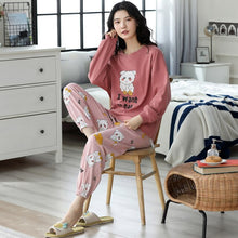 Load image into Gallery viewer, High Quality Pajama Sets Women Cartoon Printed Sleepwear Womens Leisure Soft Comfortable Korean Style Daily Elegant Student