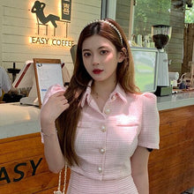 Load image into Gallery viewer, High Quality Summer Streetwear Tweed Two Piece Set Women Single Breasted Crop Top Jacket Coat + High Waist Tassel Skirt Suits