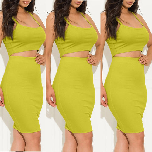 High Street Fashion Two Piece Outfits For Women Skirts Sets Vest Crop Top Sexy Office Lady Pencil Dress Summer 2021 New