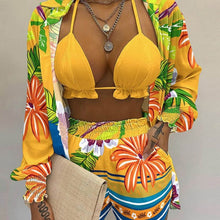 Load image into Gallery viewer, High Waist Bikini Set Print Women&#39;s Swimsuit Three Pieces Swimwear Sexy Beachwear 2023 New Bathing Suit Shorts Cover Up Summer