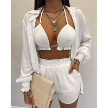 Load image into Gallery viewer, High Waist Bikini Set Print Women&#39;s Swimsuit Three Pieces Swimwear Sexy Beachwear 2023 New Bathing Suit Shorts Cover Up Summer