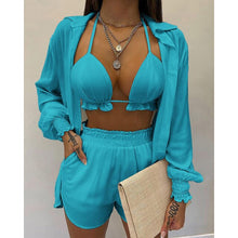 Load image into Gallery viewer, High Waist Bikini Set Print Women&#39;s Swimsuit Three Pieces Swimwear Sexy Beachwear 2023 New Bathing Suit Shorts Cover Up Summer