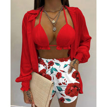 Load image into Gallery viewer, High Waist Bikini Set Print Women&#39;s Swimsuit Three Pieces Swimwear Sexy Beachwear 2023 New Bathing Suit Shorts Cover Up Summer