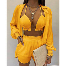 Load image into Gallery viewer, High Waist Bikini Set Print Women&#39;s Swimsuit Three Pieces Swimwear Sexy Beachwear 2023 New Bathing Suit Shorts Cover Up Summer