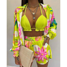 Load image into Gallery viewer, High Waist Bikini Set Print Women&#39;s Swimsuit Three Pieces Swimwear Sexy Beachwear 2023 New Bathing Suit Shorts Cover Up Summer