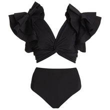 Load image into Gallery viewer, High Waist Bikini Set Women Black Biquini Suit Two Pieces Swimwear Ruffle Swimsuit High Quality Beach Suit 2022