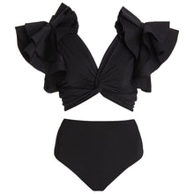 Load image into Gallery viewer, High Waist Bikini Set Women Black Biquini Suit Two Pieces Swimwear Ruffle Swimsuit High Quality Beach Suit 2022