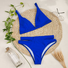 Load image into Gallery viewer, High Waist Bikinis 2021 Sexy Women Swimsuit Solid Swimwear Female Bandage Brazilian Thong Bather Bikini Set Biquini Bathing Suit