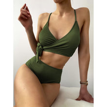 Load image into Gallery viewer, High Waist Bikinis 2021 Sexy Women Swimsuit Solid Swimwear Female Brazilian Bather Bikini Set Biquini Bathing Suit Beach