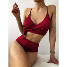 Load image into Gallery viewer, High Waist Bikinis 2021 Sexy Women Swimsuit Solid Swimwear Female Brazilian Bather Bikini Set Biquini Bathing Suit Beach