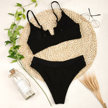 Load image into Gallery viewer, High Waist Bikinis 2021 Sexy Women Swimsuit Solid Swimwear Female V-Neck Brazilian Thong Bather Bikini Set Biquini Bathing Suit