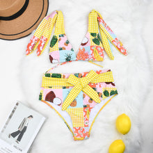 Load image into Gallery viewer, High Waist Bikinis 2021 Sexy Women Swimsuit Swimwear Female Brazilian Bather Floral Bow Bikini Set Biquini Bathing Suit