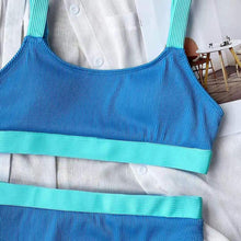 Load image into Gallery viewer, High Waist Bikinis 2021 Swimsuits Bandeau Swimwear Women Splicing Biquini Beachwear Sports Ribbed Bathing Suits New купальник