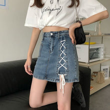 Load image into Gallery viewer, High Waist Elastic Irregular Denim Short Skirt for Women Simple Bandage Summer 2022 New Streetwear Faldas Mujer Korean Chic Jupe