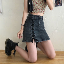 Load image into Gallery viewer, High Waist Elastic Irregular Denim Short Skirt for Women Simple Bandage Summer 2022 New Streetwear Faldas Mujer Korean Chic Jupe
