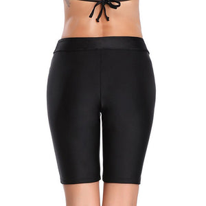 High Waist Swim Shorts For Women Summer Long Leg Swimsuit Swimwear Pants Black Blue Bikini Bottoms Beach Wear