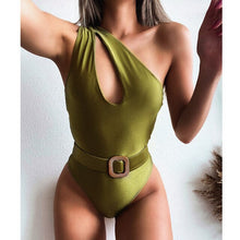Load image into Gallery viewer, High Waist Swimsuit Female Sexy One Piece Swimsuit Women Swimwear One Shoulder Bathing Suit Leopard Monokini  Women Swimming