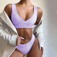 Load image into Gallery viewer, High Waisted Bikinis Push Up Bikini Set Blue Women Swimsuit Sexy Swimwear Bathing Suit Swimming Suits Beachwear Two Piece Bikini