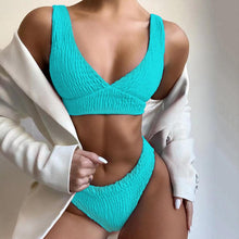 Load image into Gallery viewer, High Waisted Bikinis Push Up Bikini Set Blue Women Swimsuit Sexy Swimwear Bathing Suit Swimming Suits Beachwear Two Piece Bikini