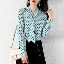 Load image into Gallery viewer, High-end Autumn Women Chiffon Blouse Fashion Polka Dot Long Sleeves Bow Loose Office Lady Shirt Elegant Slim Clothing