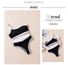 Load image into Gallery viewer, Hight Waist Swimsuit Women 2022 New Summer Spliced One-shoulder Swimwear Sexy Girls Padded Bathing Suit  2 Piece Bikini Set