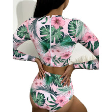 Load image into Gallery viewer, Hight Waist Women Swimwear Long sleeve  Swimsuit 2021 New Floral Print Bikini Set Lace Separate Beachwear Flus size Bathing suit