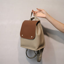 Load image into Gallery viewer, Hit Color Button Design Korean Style Women Backpack Cowhide Leather Leisure Female Shoulder Bag High Quality College Bookbag