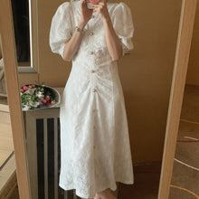 Load image into Gallery viewer, Holiday Hook Flowers Hollow Out Slim Sweet Dress 2021 Summer Chic Women All Match Long Vestido De Mujer Korean Fashion Sundress