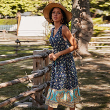 Load image into Gallery viewer, Holiday Style Sleeveless Print Dress Women Casual High Waist V Neck Tassel Spring Summer Dress For Women New