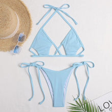 Load image into Gallery viewer, Hollow Out Bikinis High Quality Swimwear Women Black Color Swimsuit Bandage Thong Halter Bikini Set 2021 Micro Beach Biquini