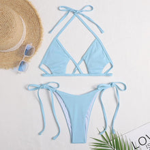 Load image into Gallery viewer, Hollow Out Bikinis High Quality Swimwear Women Black Color Swimsuit Bandage Thong Halter Bikini Set 2021 Micro Beach Biquini
